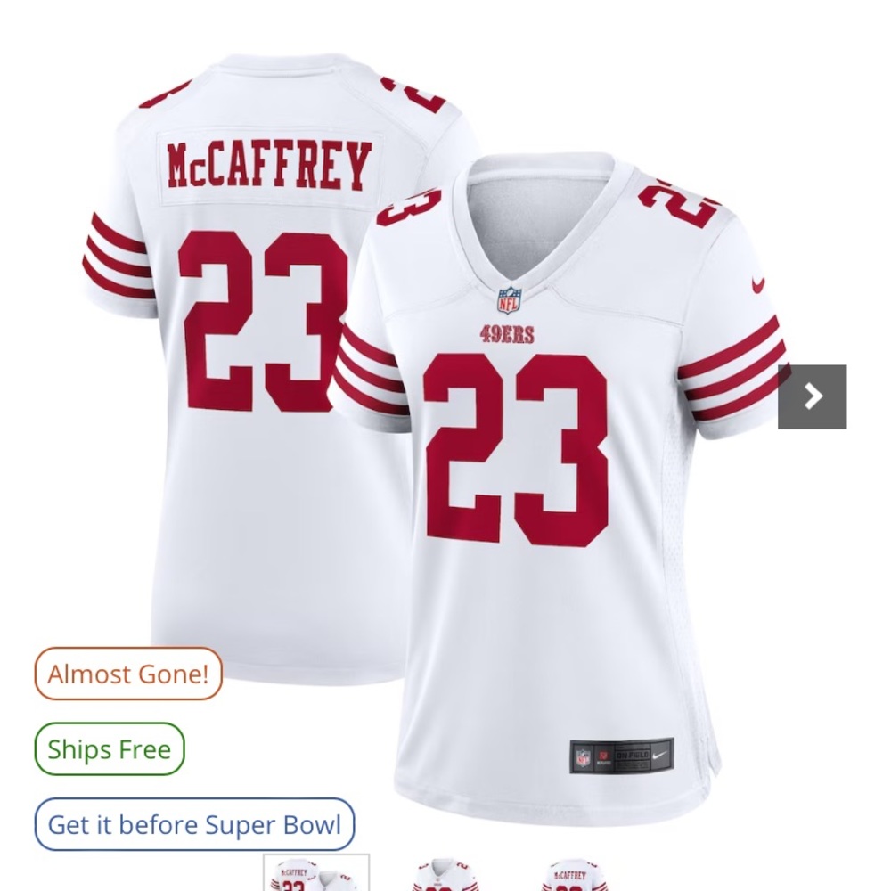 Christian McCaffery 49ers Jersey